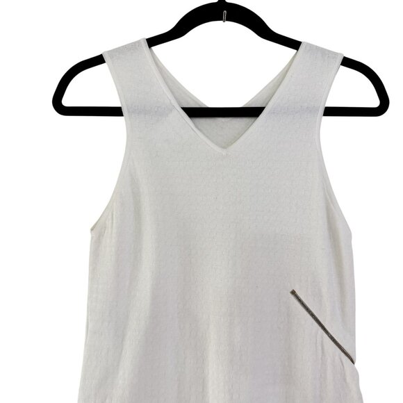 Chanel Women's White Cotton Pique Knit Zipper Sleeveless Tank Dress Size 36 - Picture 3 of 9